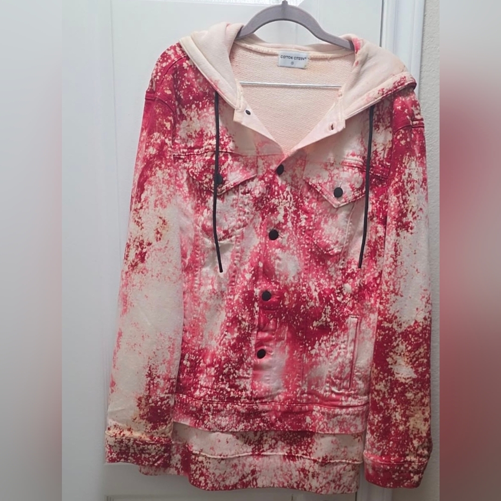 Cotton Citizen Splatter Red and Cream Jean Jacket